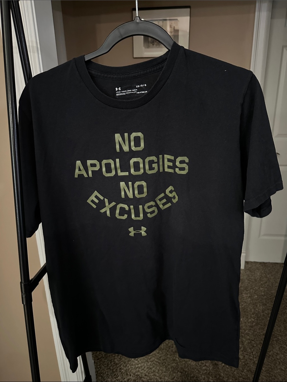 LG Black Short-Sleeve Tee with Olive Green Graphic